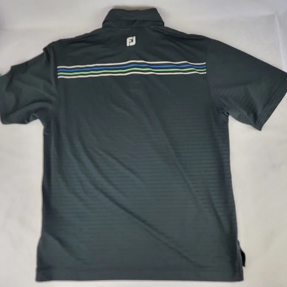 FootJoy FJ Golf‎ Polo Men's L Golf Logo Black Striped Belmont Stretchy Casual